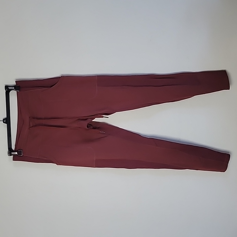 Glyder Street Legging High Rise Ribbed Athletic Pant Burgundy Womens Large